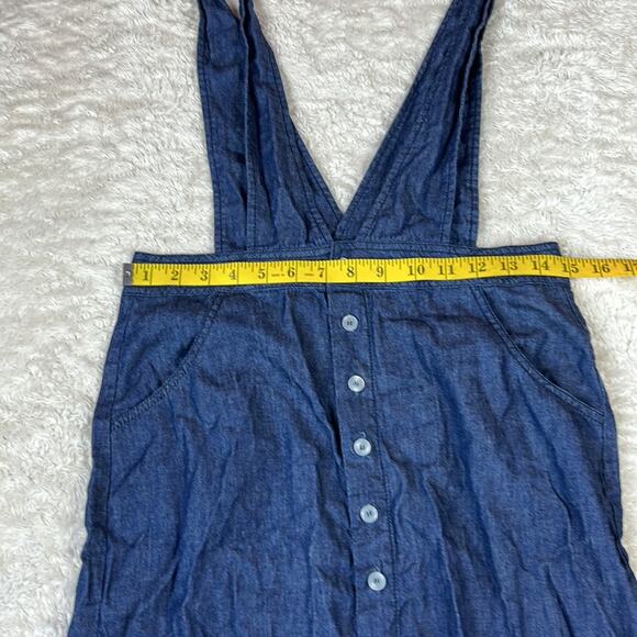 Rolling Peach denim jean overall jumper dress, size med - Picture 5 of 8